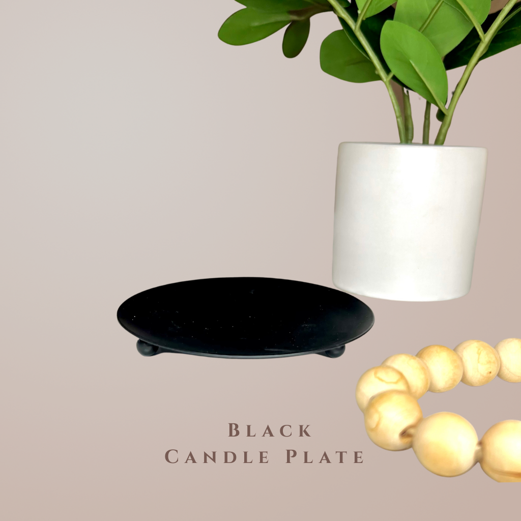 Black Candle Plate Base Memorial Display - ADD-ON ONLY