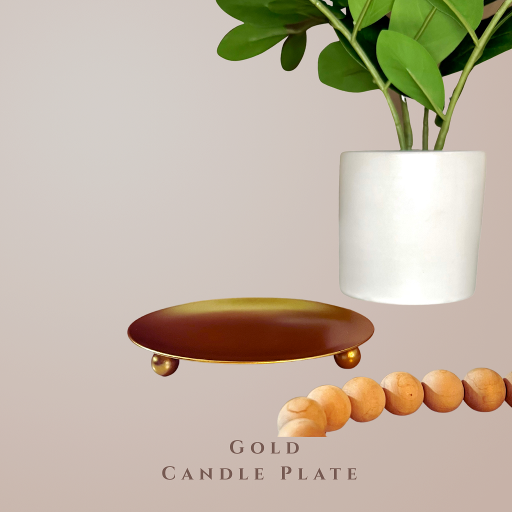 Gold Candle Plate Base Memorial Display - ADD-ON ONLY