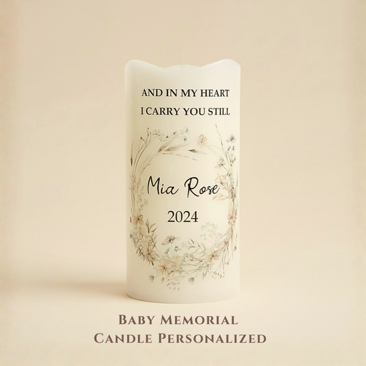 Personalized Baby Memorial Candle • Infant Loss Remembrance LED Keepsake • Angel Baby Memory Gift