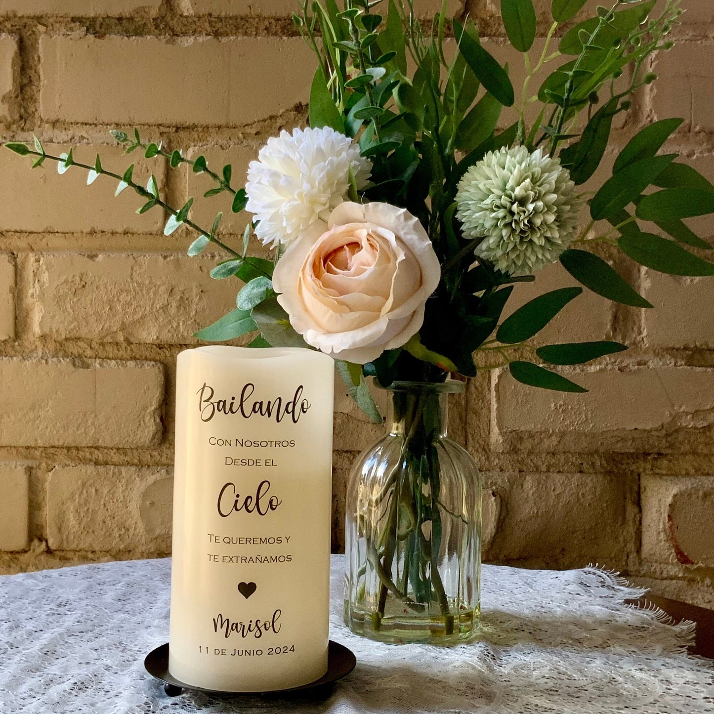 Personalized Quinceañera Memorial Candle • Remembrance Table LED Candle • Vela Memorial Quinceañera (English or Spanish)