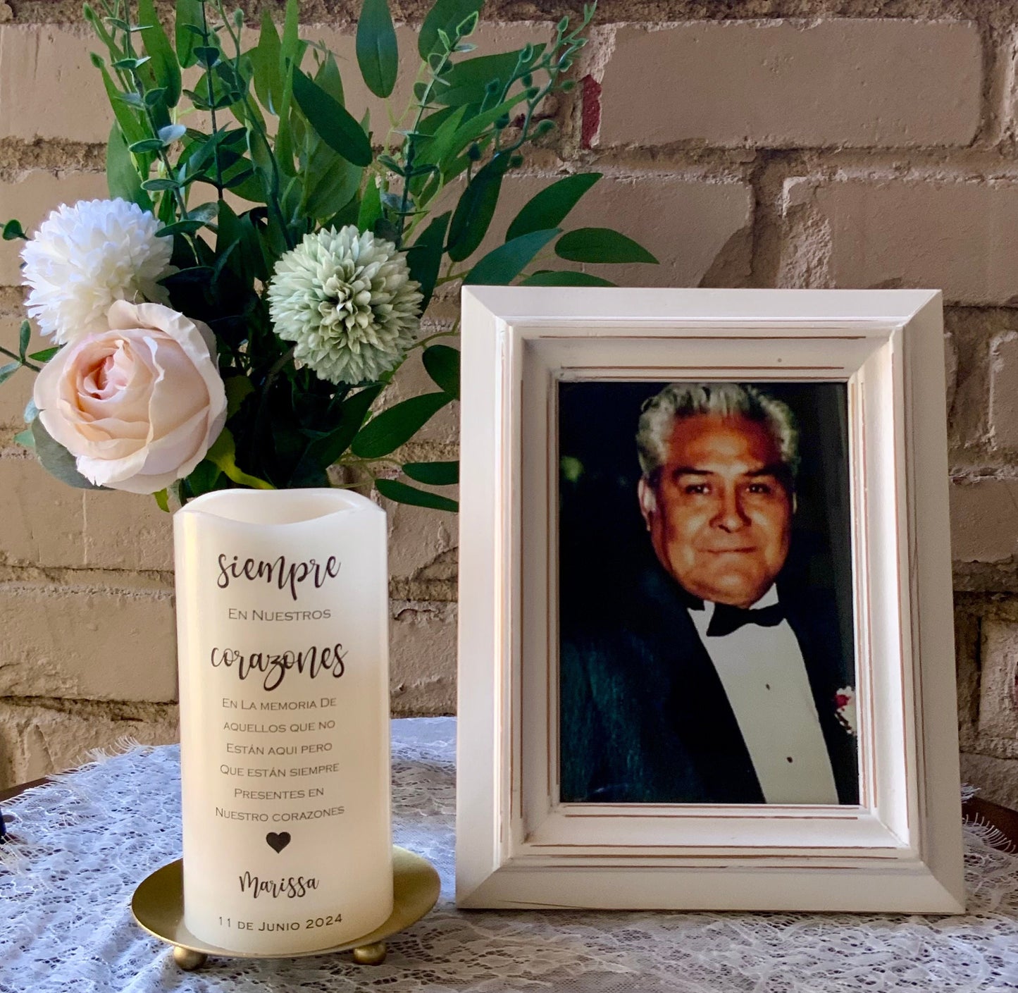 Personalized Quinceañera Memorial Candle • Remembrance Table LED Candle • Vela Memorial Quinceañera (English or Spanish)