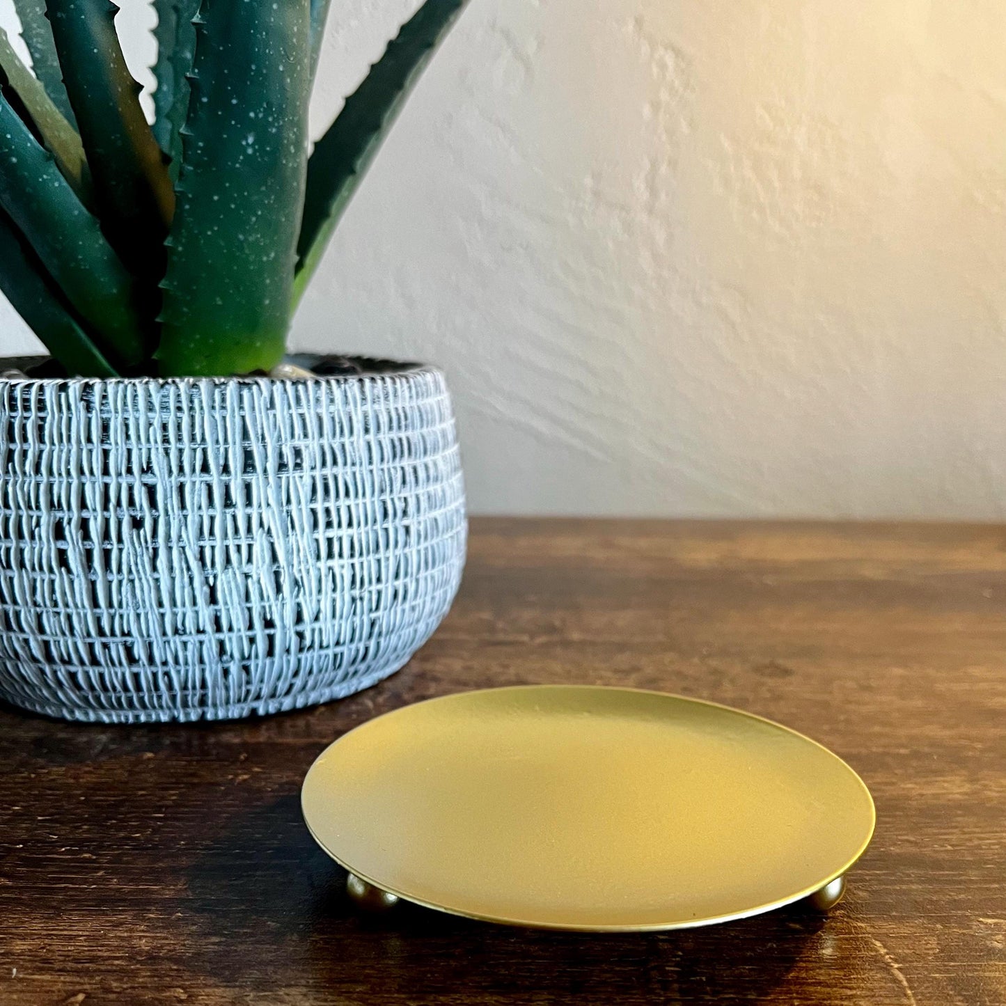 Gold Candle Plate Base Memorial Display - ADD-ON ONLY