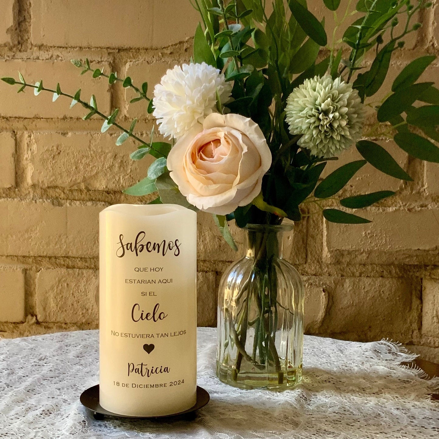 Personalized Quinceañera Memorial Candle • Remembrance Table LED Candle • Vela Memorial Quinceañera (English or Spanish)