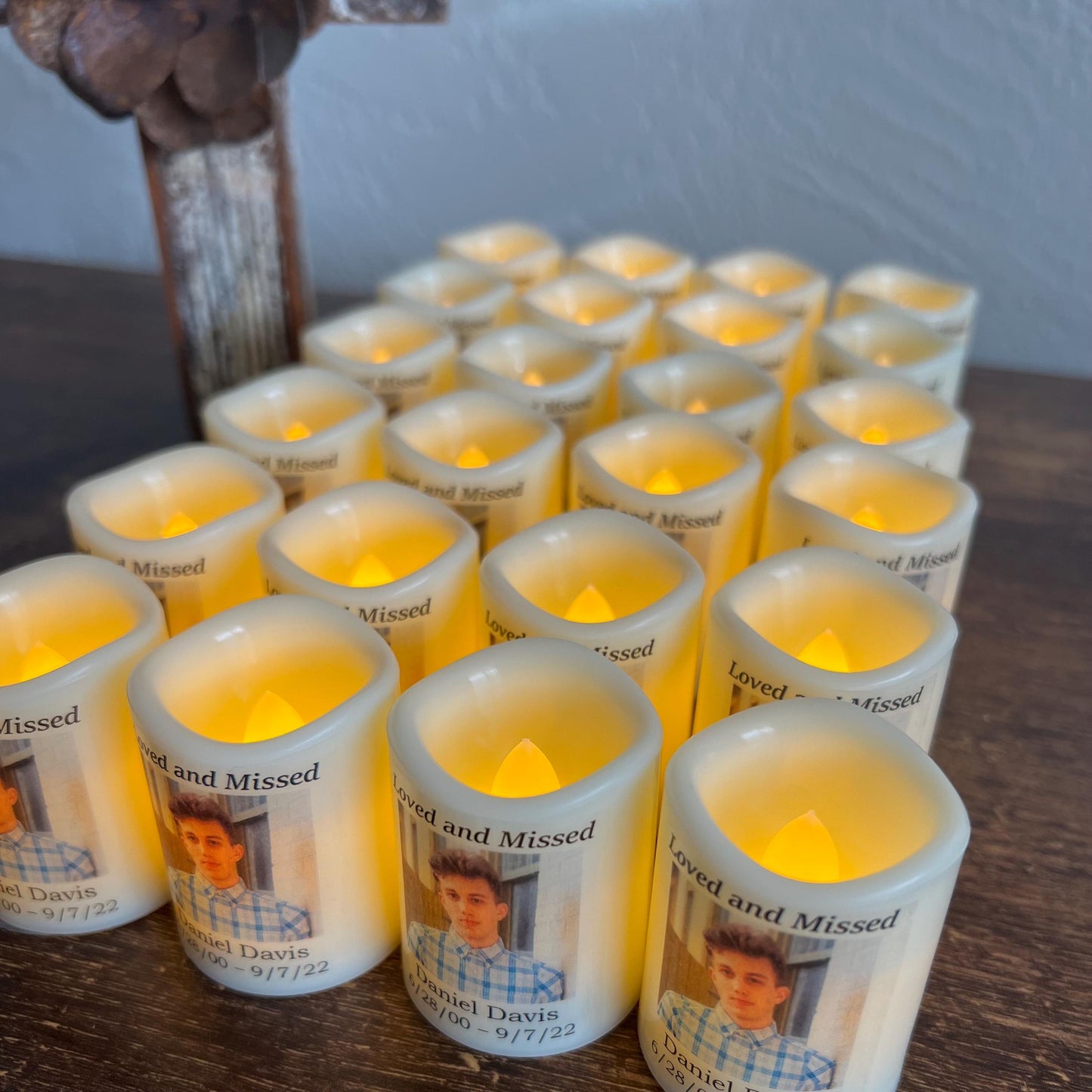 Personalized Memorial Candle Favors | Set of 24 Mini Funeral Remembrance Candles