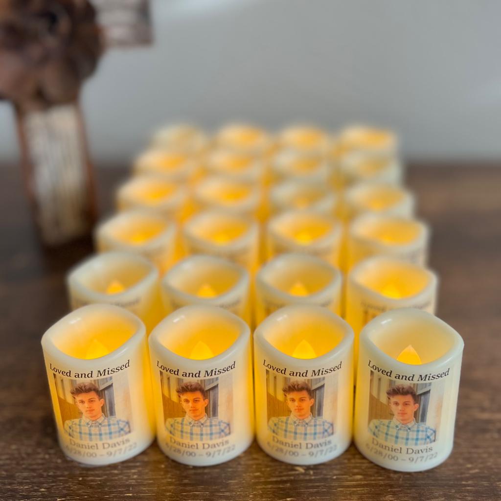 Personalized Memorial Candle Favors | Set of 24 Mini Funeral Remembrance Candles