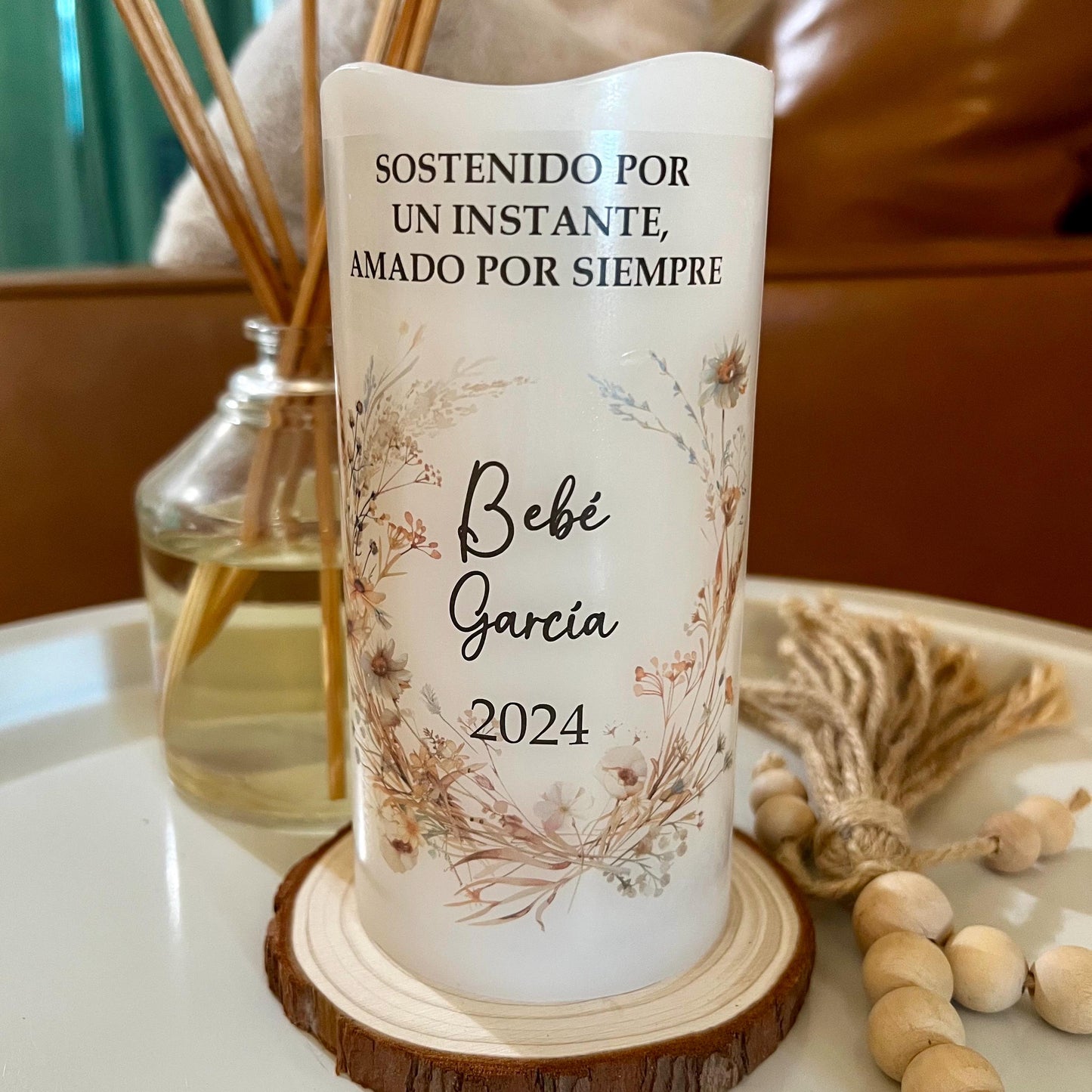 Personalized Baby Memorial Candle • Infant Loss Remembrance LED Keepsake • Angel Baby Memory Gift