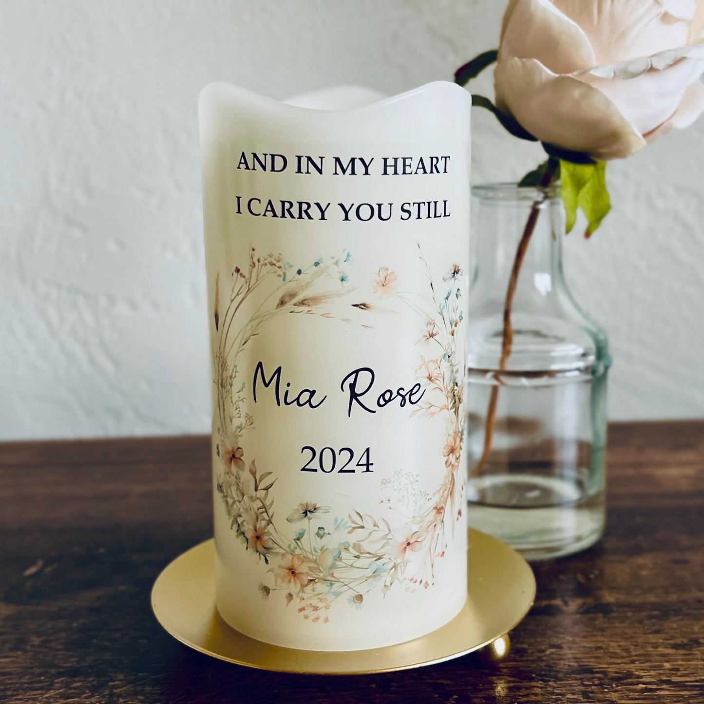 Personalized Baby Memorial Candle • Infant Loss Remembrance LED Keepsake • Angel Baby Memory Gift