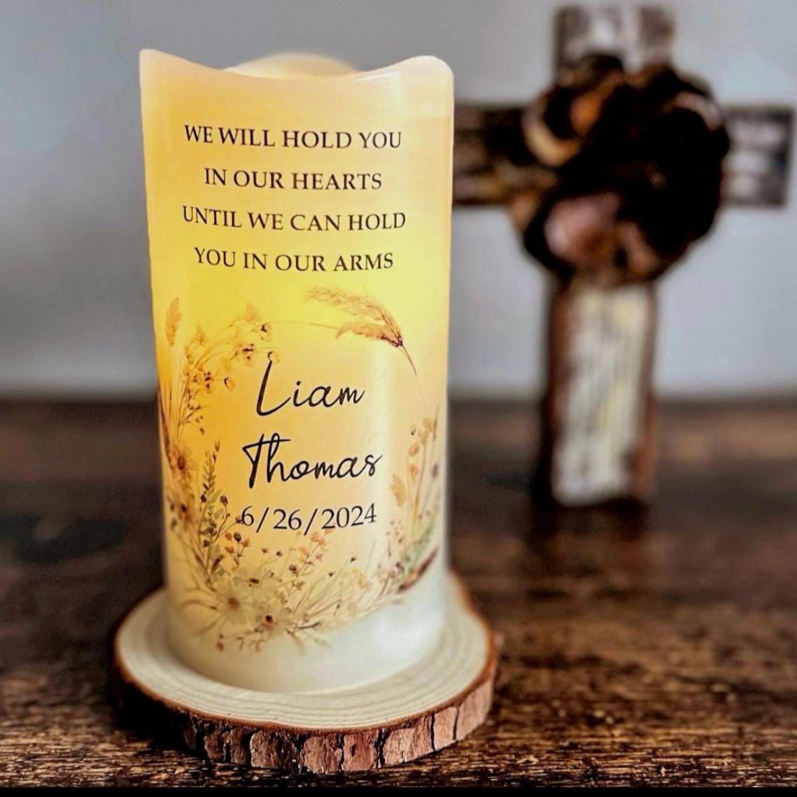 Personalized Baby Memorial Candle • Infant Loss Remembrance LED Keepsake • Angel Baby Memory Gift