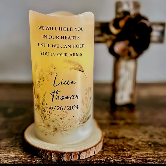 Personalized Angel Baby Memorial Candle | Infant Loss LED Keepsake | English or Spanish
