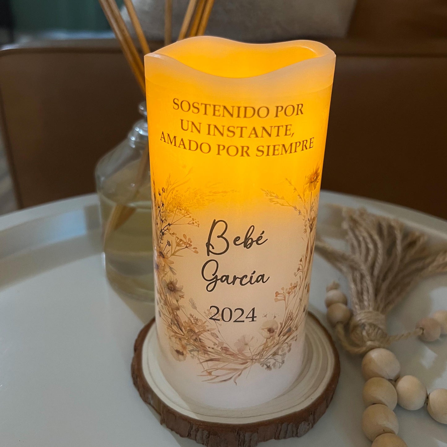 Personalized Baby Memorial Candle • Infant Loss Remembrance LED Keepsake • Angel Baby Memory Gift