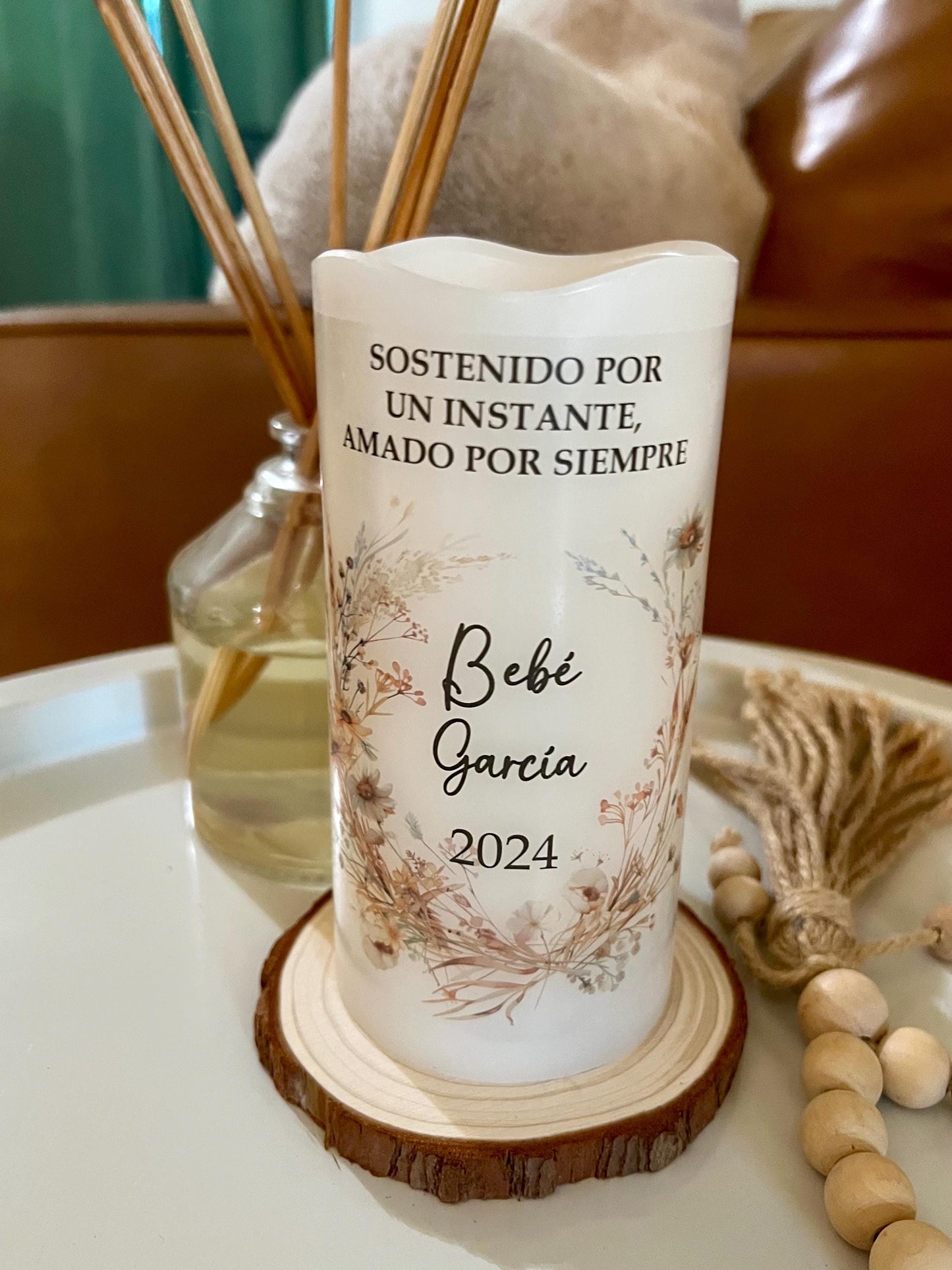 Personalized Baby Memorial Candle • Infant Loss Remembrance LED Keepsake • Angel Baby Memory Gift