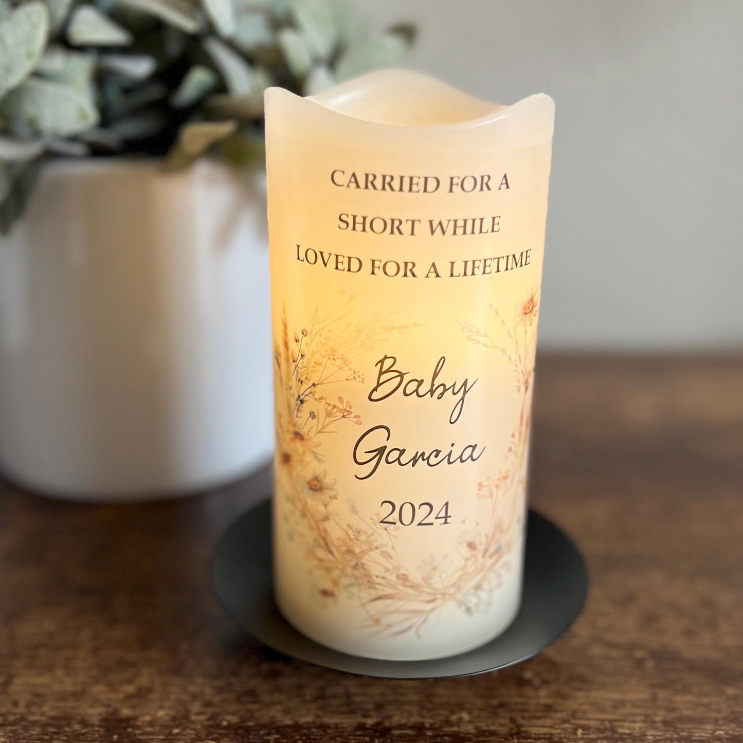 Personalized Baby Memorial Candle • Infant Loss Remembrance LED Keepsake • Angel Baby Memory Gift