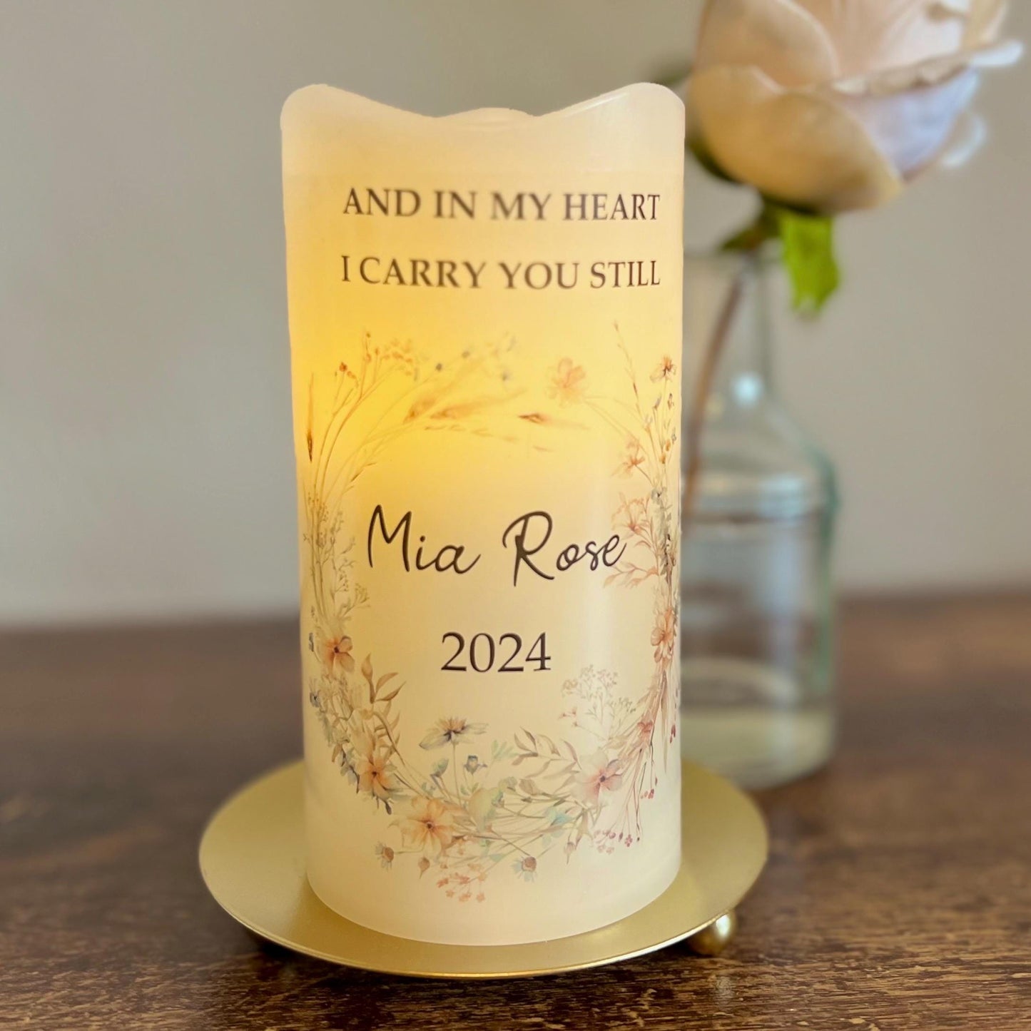 Personalized Baby Memorial Candle • Infant Loss Remembrance LED Keepsake • Angel Baby Memory Gift