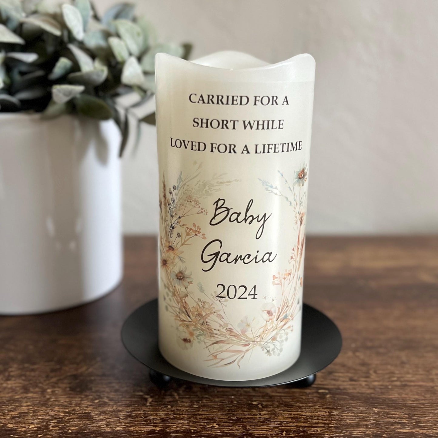 Personalized Baby Memorial Candle • Infant Loss Remembrance LED Keepsake • Angel Baby Memory Gift