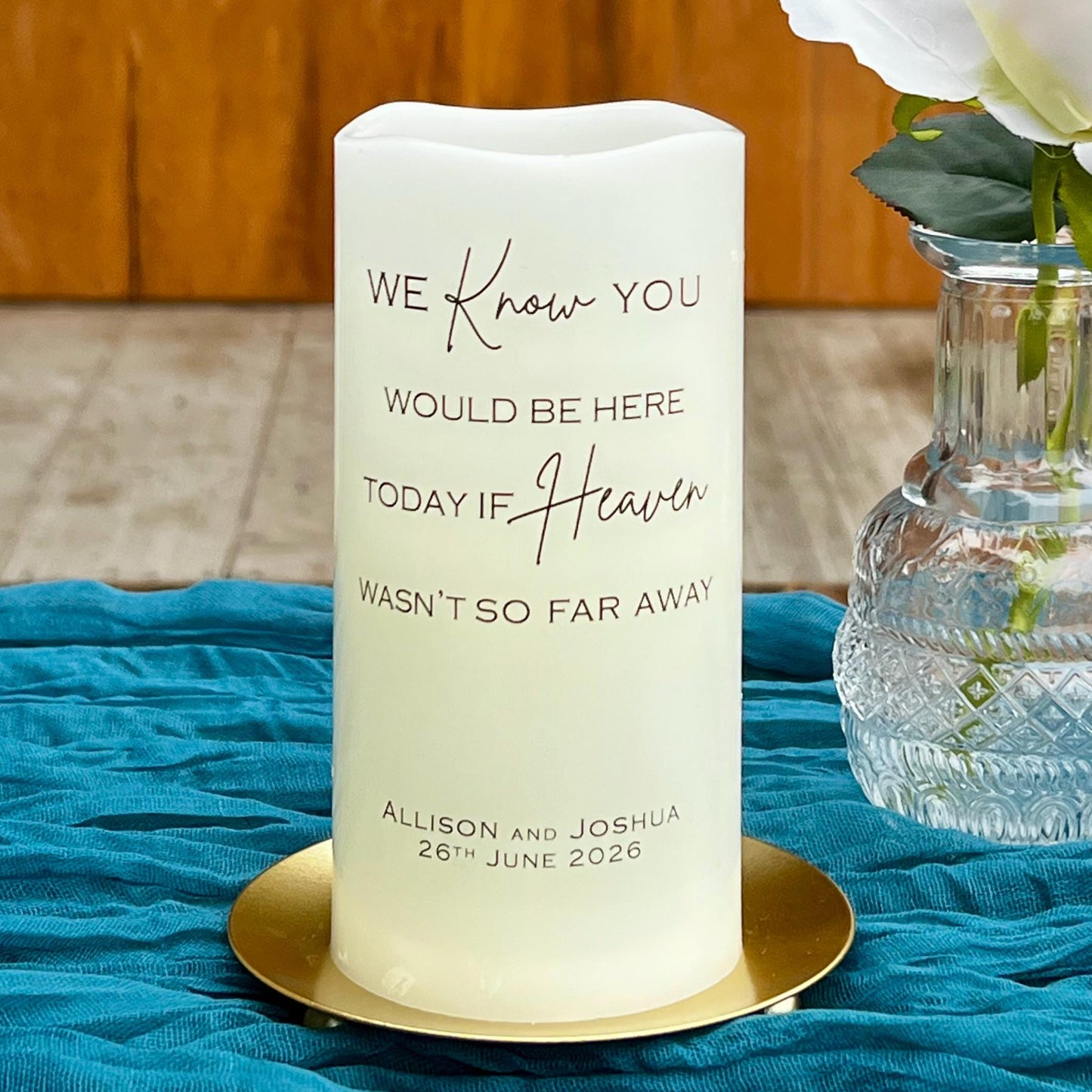 Gold Candle Plate Base Memorial Display - ADD-ON ONLY