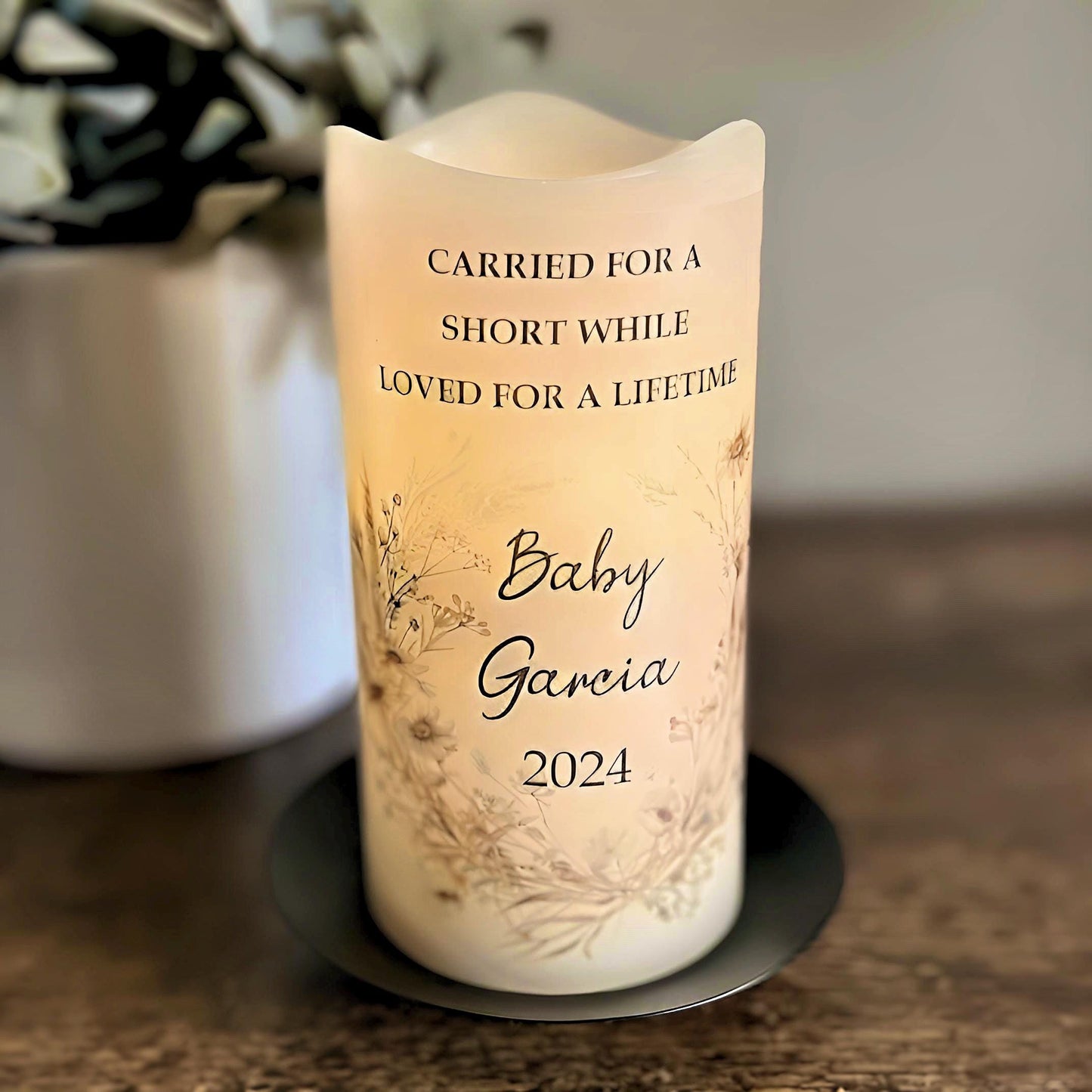 Black Candle Plate Base Memorial Display - ADD-ON ONLY