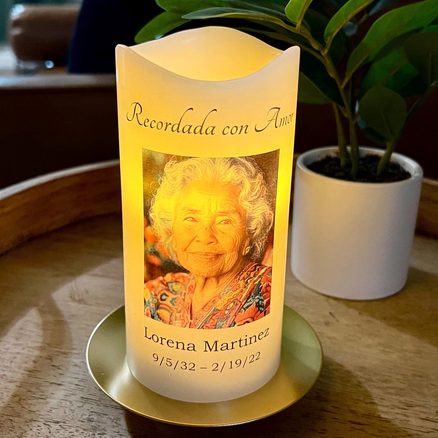 Gold Candle Plate Base Memorial Display - ADD-ON ONLY