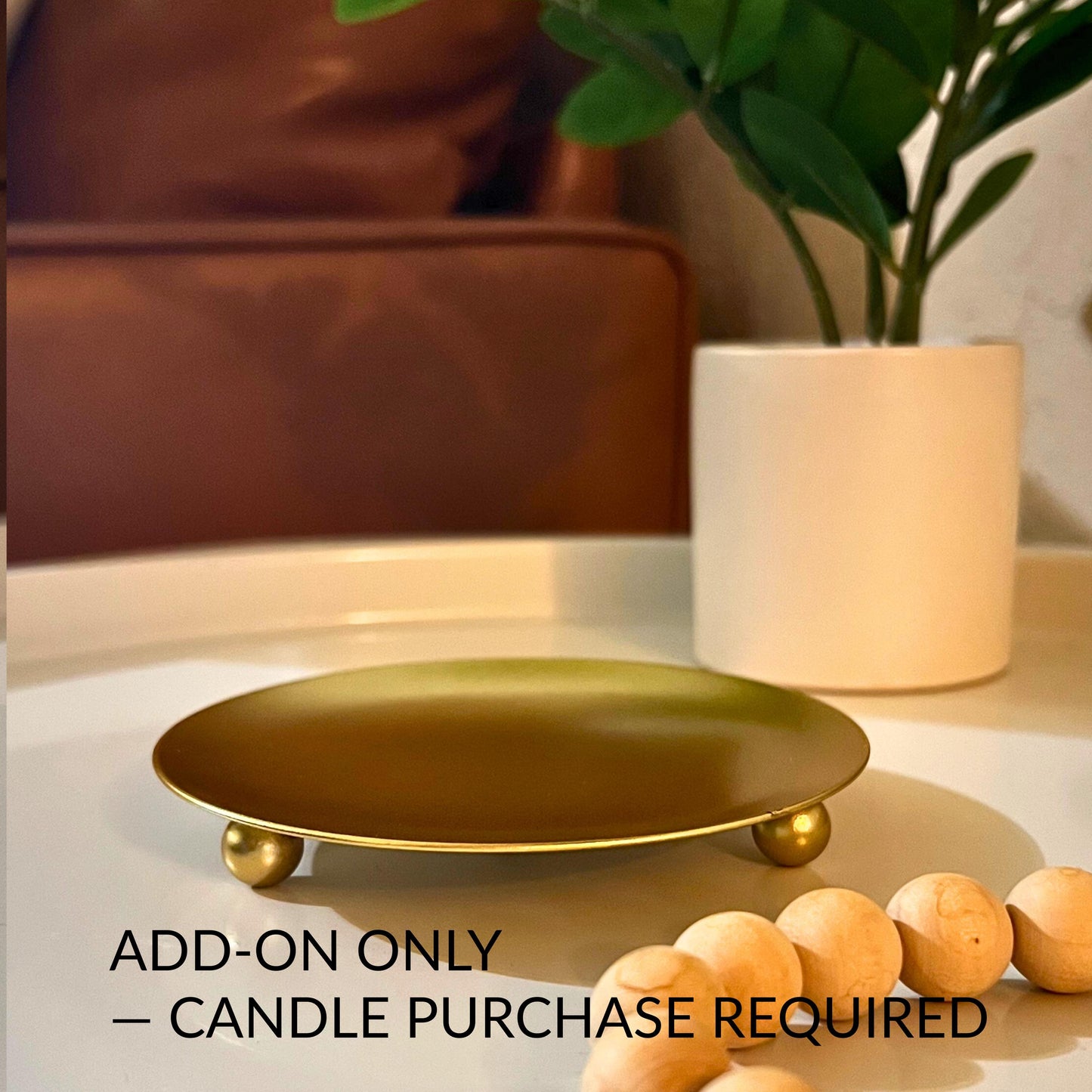 Gold Candle Plate Base Memorial Display - ADD-ON ONLY