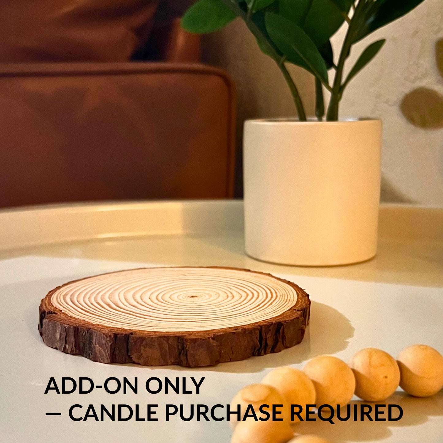 Natural Wood Slice Candle Base Rustic Memorial Candle Stand - ADD-ON ONLY